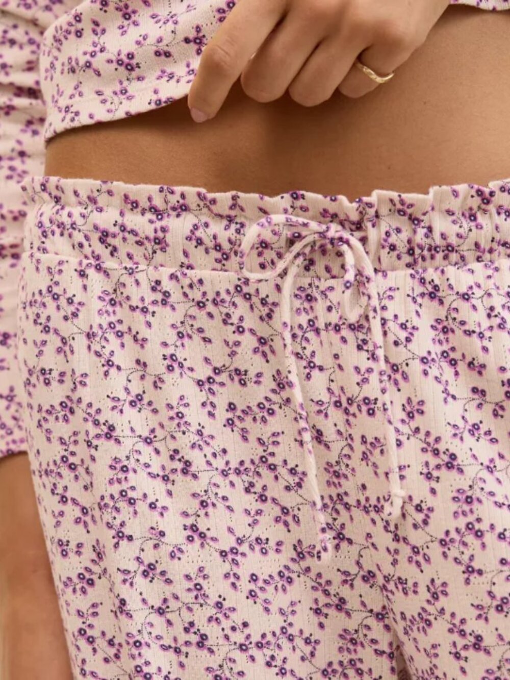Aerie Off-Duty Pointelle Trouser PJ (XS, Pink Petal) - Picture 4 of 11